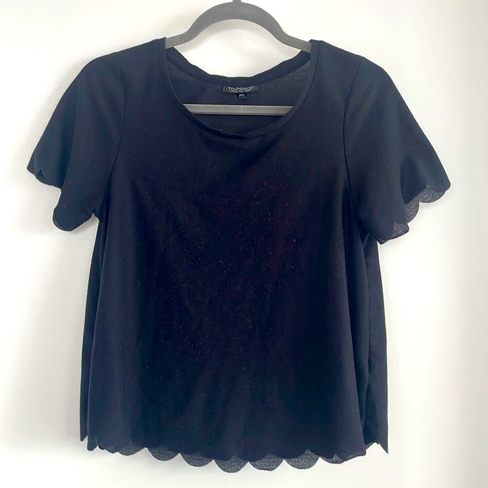 Topshop black scalloped top